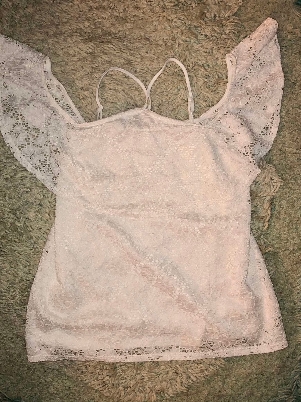 love, Fire White Lace Ruffle Sleeve Camisole